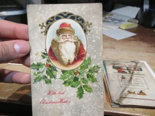 Vintage Old Antique Victorian Era Merry Christmas Postcard Santa Claus W/ Beard