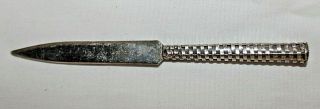 Vintage Taxco Sterling Silver Letter Opener Knife Woven Design Handle 29.  2g 6 "