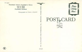 President Calvin Coolidge Grave Plymouth Vermont Grace Goodhue & Jr.  Postcard 2