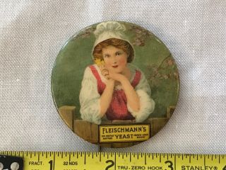 Antique Celluloid Fleischmann’s Yeast Advertising Pin Back Button Baking Bread