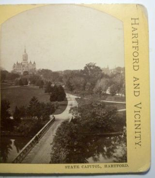 Antique Stereoview: State Capitol,  Hartford,  Connecticut Ct,  East Park View