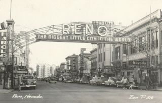 Rppc Reno Nv Street View Biggest Little City Cars Harolds Club Ca 1940s