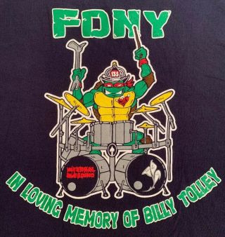 Fdny Nyc Fire Department York City T - Shirt Sz L Queens Ninja Turtles