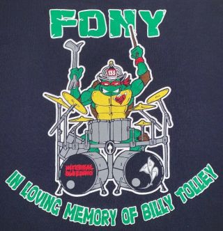 FDNY NYC Fire Department York City T - shirt Sz L Queens Ninja Turtles 3