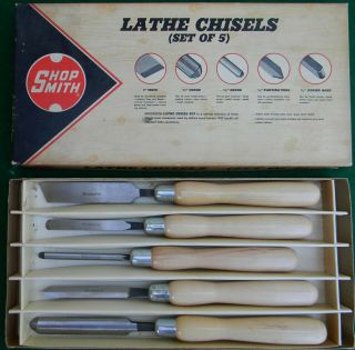 Nos Vintage Boxed Set Of 5 Shopsmith Lathe Turning Chisels