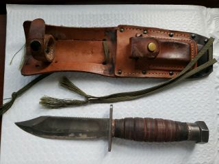 Vintage Usaf Pilots Military Survival Knife W/ Sheath Ontario 9 - 87