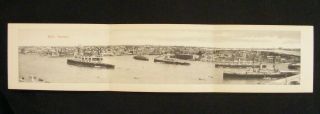 Rare C1905 3 X Part Fold Out Postcard Showing Panorama Malta Harbour & Steamship