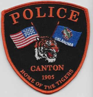 Canton Police State Oklahoma Ok Patch Colorful Tiger