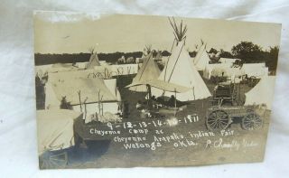 1911 Watonga Oklahoma Cheyenne Camp At Cheyenne & Arapaho Indian Fair Rppc