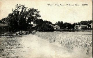 1920.  Dam,  Fox River,  Wilmot,  Wisconsin.  Postcard R17