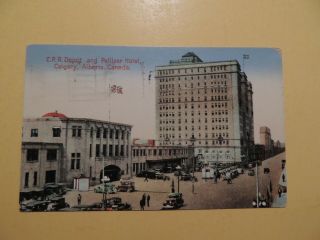 Palliser Hotel Canadian Pacific Rail Depot Calgary Alberta Canada Postcard 1935