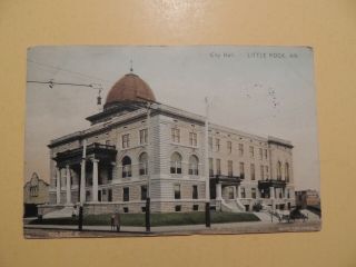 Little Rock Arkansas View Of City Hall Vintage Hand - Colored Postcard 1913