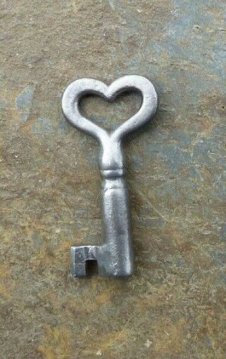 Antique Heart Shaped Bow Steel Barrel Key 1 - 3/4 " Antique Heart Barrel Key
