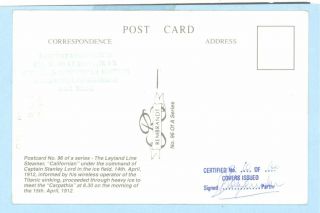 Modern RPPC White Star Line TITANIC Signed Postcard 2