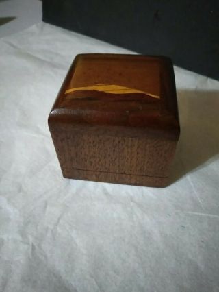 Hand Crafted Inlaid Wood Postage Stamp Roll Holder,  Dispenser 2 " Tall