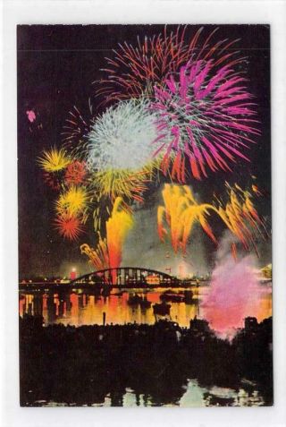 Japan Tokyo Pc Fireworks At Ryogoku Sumida River Night View