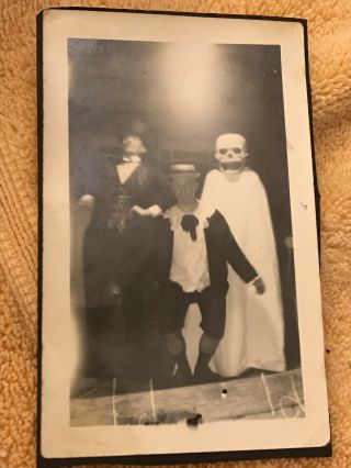 Antique Vintage Halloween Photograph 1920 Buster Keaton Skull Man Divine Light