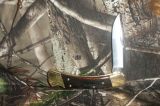 Buck 110 Lockblade Knife Single Blade Ebony Wood 2012 Model Buck Nylon Sheath