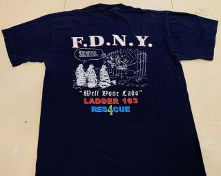 FDNY NYC Fire Department York City T - shirt Sz M Rescue 4 Queens Ladder 163 5