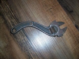 Vintage 8 " Adjustable Wrench,  Tool,  Antique Offset S Type No Markings