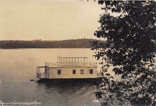 D84/ Whitefish Lake Michigan Mi Real Photo Rppc Postcard C1910 House Boat