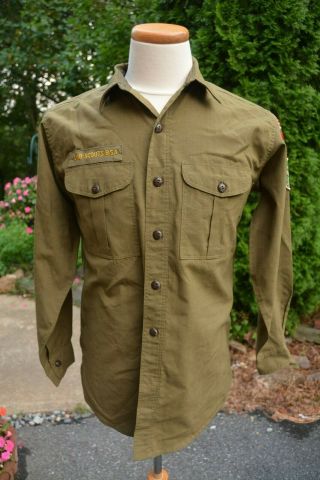 Vtg Boy Scouts (b.  S.  A. ) Troop 446 Charlestown,  Md Adult Medium (?) Green Shirt