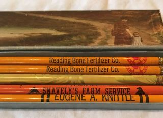 Vintage Pencil Box w 4 Vintage Advertising Pencils Holland & Reading PA 2
