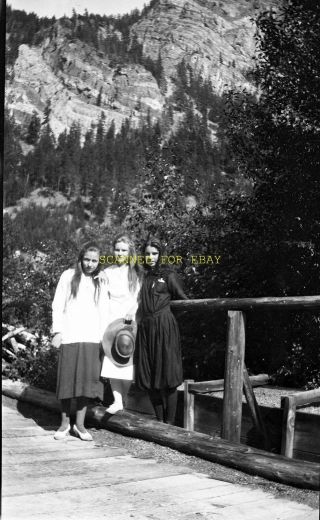 1910s Cute Young Girls On Bridge Photo Negative