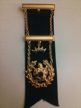 Order Of Demolay Past Master Councilor (pmc) Blue Ribbon Jewel,  Pin With Case