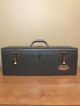 Vintage Union Steel Tool Box Chest Tackle Lift Out Tray Lockable Heavyduty