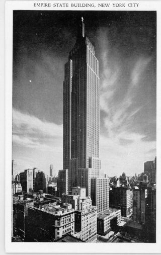 York City Ny " Empire State Building " Chrome Postcard