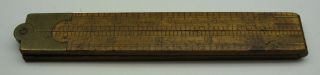 Antique 24” Inch Folding Ruler Brass & Wood No.  51 C - S Co.  Pine Meadow Conn.  Usa