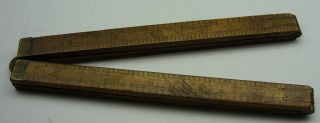 ANTIQUE 24” inch FOLDING RULER BRASS & WOOD No.  51 C - S Co.  PINE MEADOW CONN.  USA 3