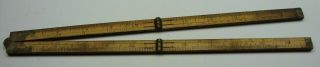 ANTIQUE 24” inch FOLDING RULER BRASS & WOOD No.  51 C - S Co.  PINE MEADOW CONN.  USA 4