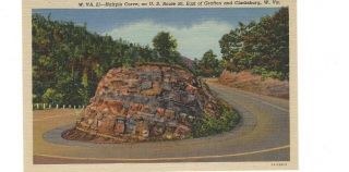 1935 Postcard - Hairpin Curve,  Route 50,  East Of Grafton And Clarksburg,  W.  Va.