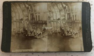W.  R.  Cross,  Hot Springs South Dakota Early Stereoview Of Bathing Group