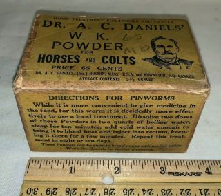 Antique Dr A.  C.  Daniels Horse Colt Wk Powder Vet Veterinary Medicine Full Box