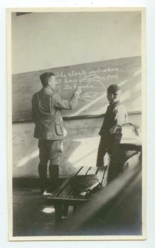 C1930s China Missionary Teaching Chinese Boy Photo - Likely Near Peking