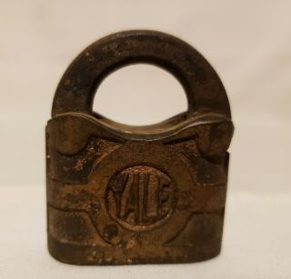 Vintage Heavy Duty Yale And Towne Brass Padlock 1 1/2 " Lock No Key
