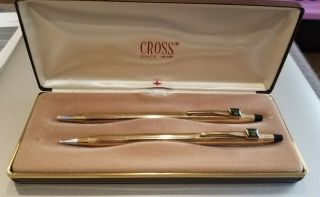 Vintage Cross 10k Gold Filled Pen/pencil Set W Box & Logo