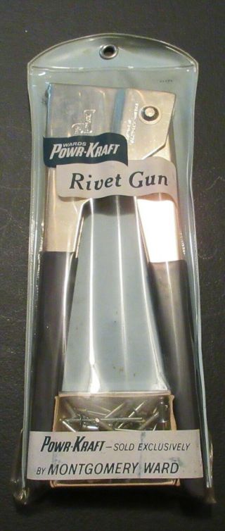 Vintage Wards Powr - Kraft Rivet Gun Montgomery Wards In Pack/w Rivets L@@k