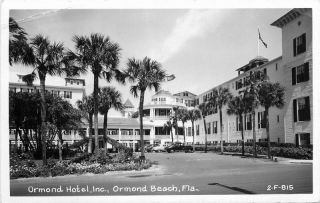 Autos 1940s Ormond Beach Florida Hotel Roadside Rppc Real Photo Postcard 4455