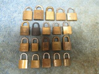 20 Different Old Brass Miniature Padlock Lock.  N/r