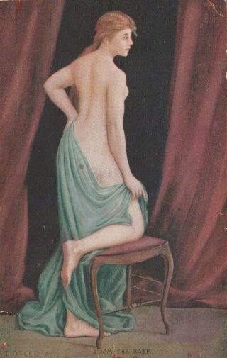 Vintage Postcard Artist Declosey " From The Bath " 1905