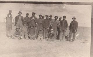 Vintage Rppc: Farm Workers,  Men And Boys,  Overalls,  Hats,  Dog - 1912