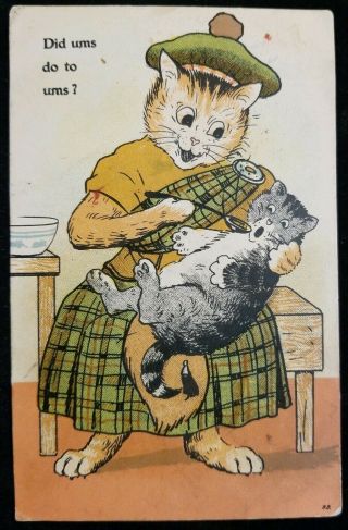 1904 Louis Wain (?) Cats Did Ums Do To Ums? National Series Vintage Postcard