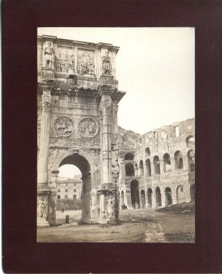 51758.  Dated 1901 Cabinet Photo Arch Of Constantine & Colosseum Rome Italy