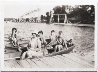 1930 Vintage Photo Boats & Water Toboggan North Pond Sunset Camp Smithfield Me