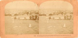 Gettysburg from Cemetery Hill Battlefield in Distance.  Kilburn Stereoview Photo 2