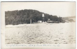 Lighthouse On The St.  John River,  Brunswick,  Canada Old Real Photo Postcard